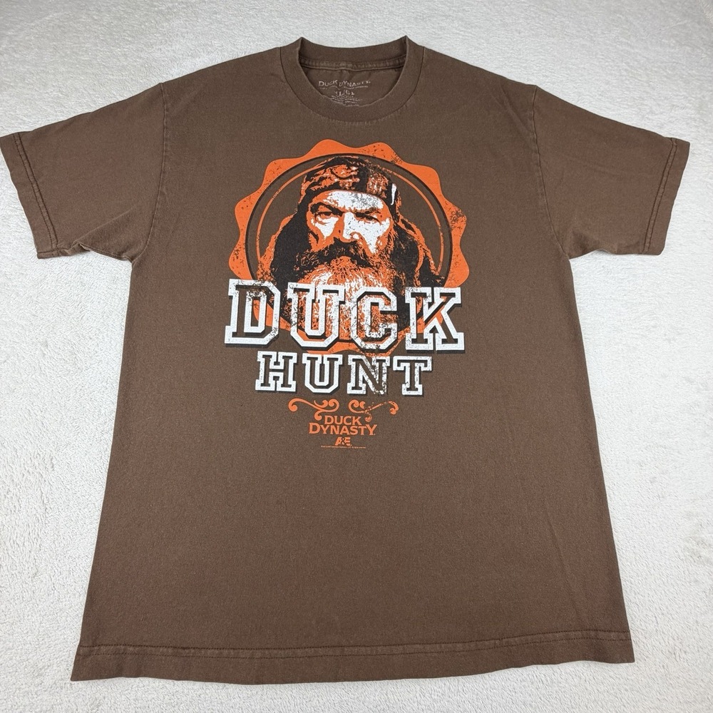 Duck Dynasty Duck Hunt T-Shirt Mens L Brown Willie Robertson‎ Hunting A&E 2013